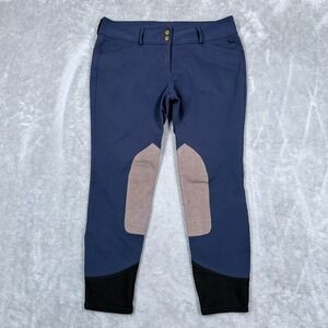 RJ Classics Grey Label Gulf Knee Patch Breeches Women 30R Equestrian Horse Blue